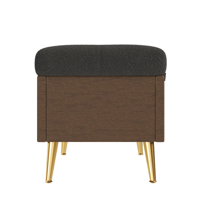 Modern Tufted Storage Ottoman Bench With Metal Legs