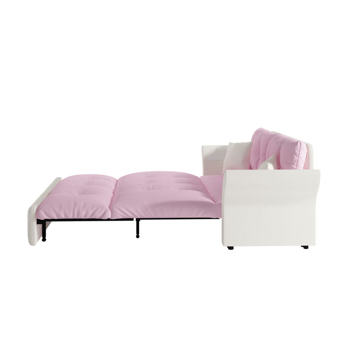 Queen Pull Out Sofa Bed, 3 In 1 Convertible Sleeper Tufted With 2 Soft Pillows