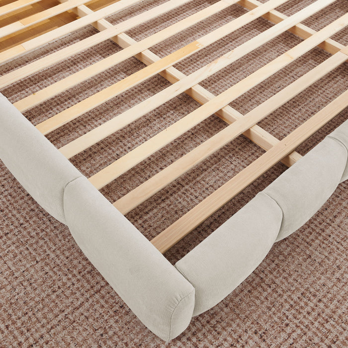Upholstered Platform Bed Frame, Low Profile Floor Bed, No Box Spring Required