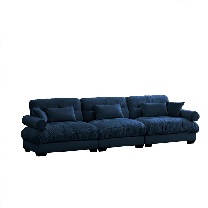 Modern Oversize Sofa With Cloud Like Comfort, Featuring Waist And Throw Pillows