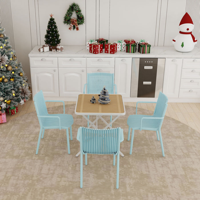 4 Piece Stackable Single Chairs With Vertical Stripe Design For All Weather