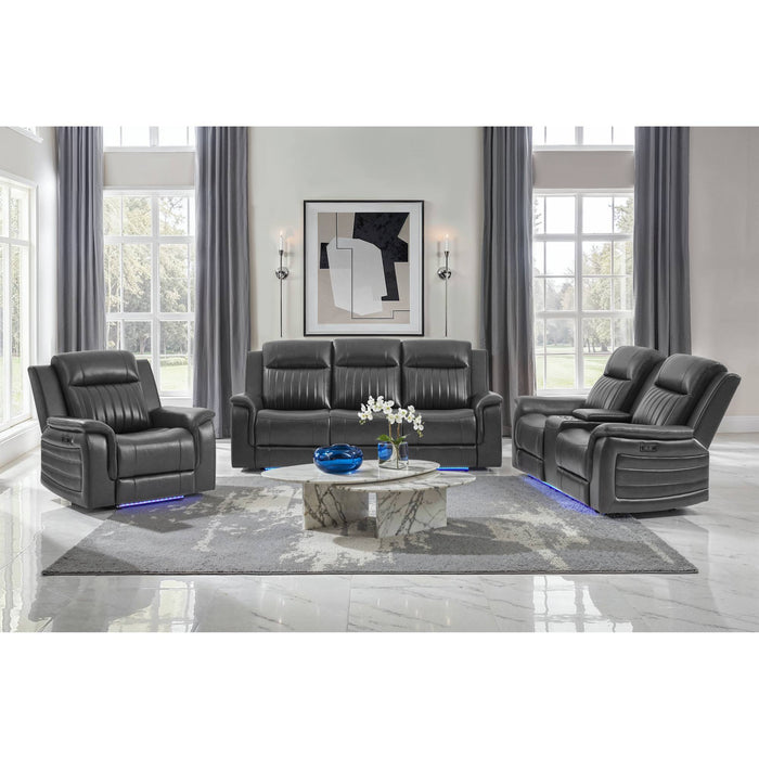 Ian - Power Reclining Sofa With LED & Global Surround System - Charcoal