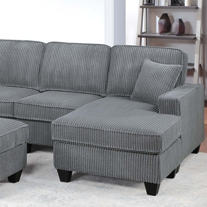 Left Arm Facing Loveseat With USB Port And Storage Sectional Set With Corner Wedge Armless Chair And Cocktail Ottoman - Fog
