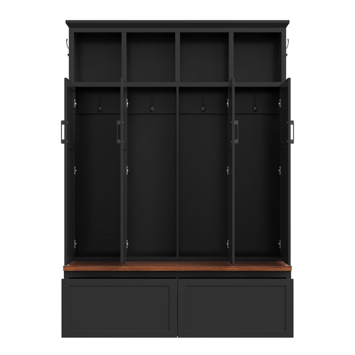 Hall Tree With 4 Hidden Cabinets