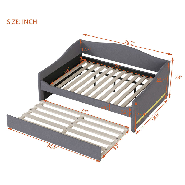 Upholstered Daybed With Light And Trundle