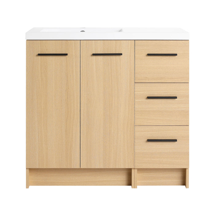 Wall Mounted Floating Bathroom Vanity With Sink, Door & Drawers Modular Cabinet