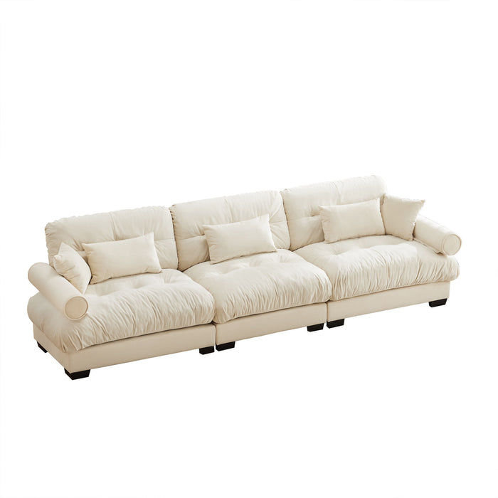 Modern Oversize Sofa With Cloud Like Comfort, Featuring Waist And Throw Pillows