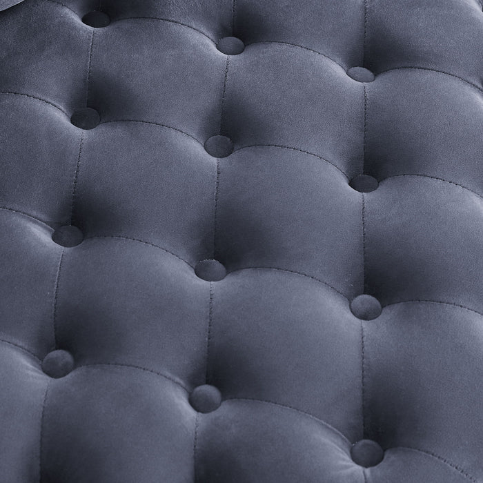 Modern Upholstered Swivel Chair With Button Tufted Design And Movable Wheels