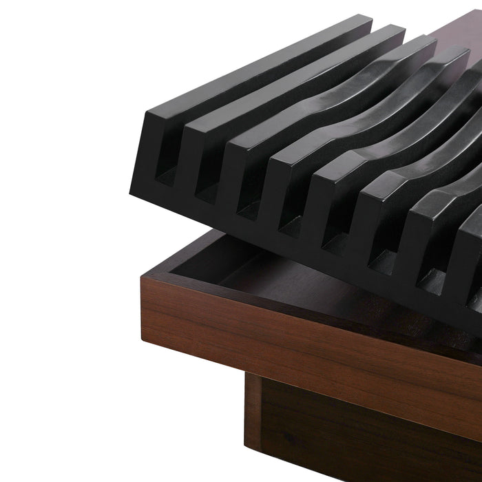 Italian Retro Inspired Acacia Wood Storage Coffee Table - Brown / Black