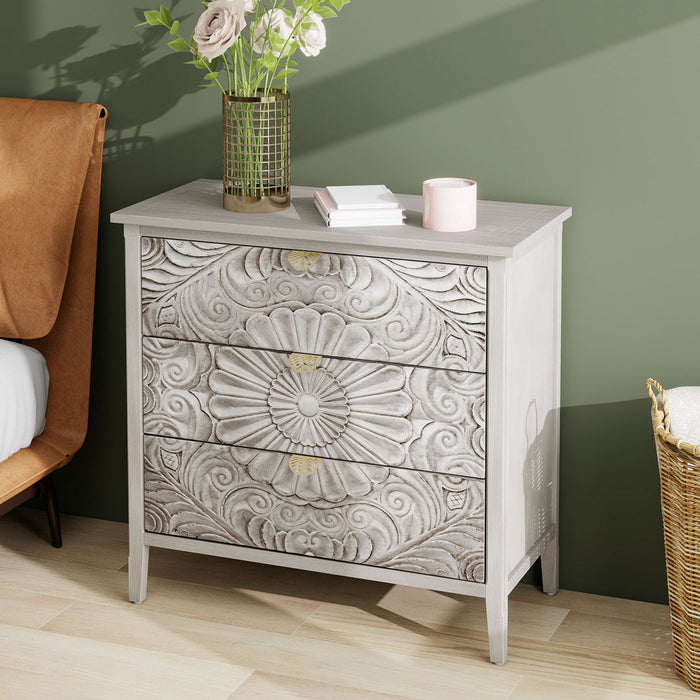 3 Drawer Cabinet, American Furniture, Suitable For Bedroom, Living Room - Light Gray