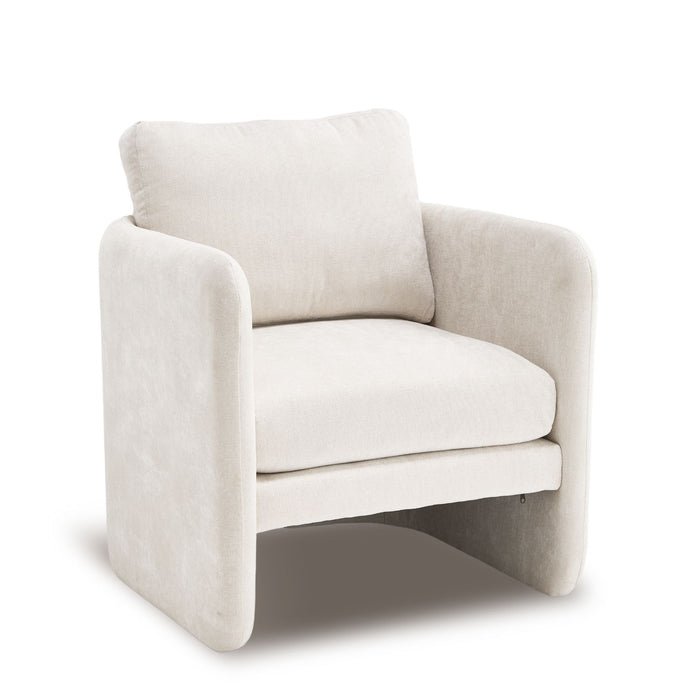 Armchair With Low Profile Curved Frame - Beige