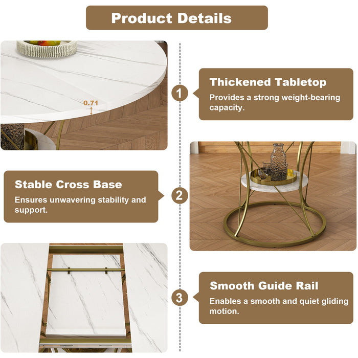 Round Extendable Dining Table Set With Chairs