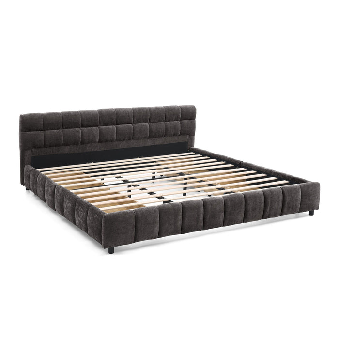 Modern Platform Bed Frame With Thick Fabric