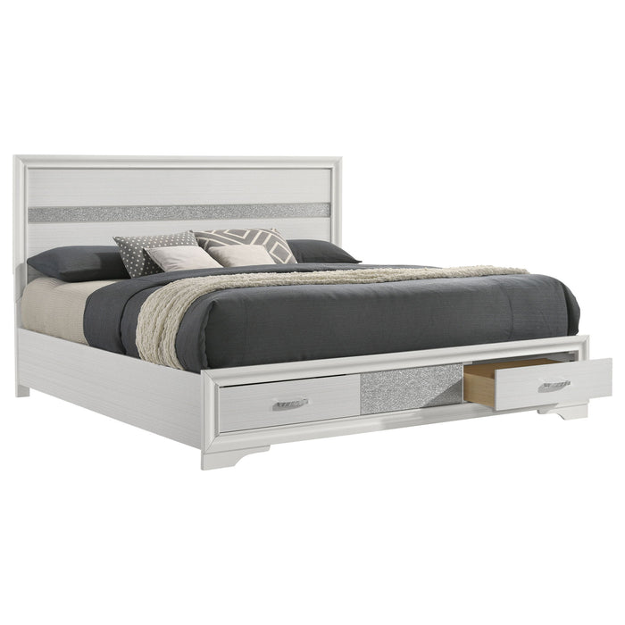 Eastern King Storage Platform Bed With 2 Drawer - White
