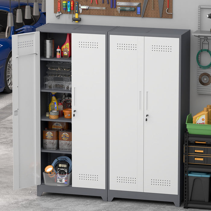 Lockers With Locking Doors, Adjustable Shelves, High Broom Tool Storage Cabinet