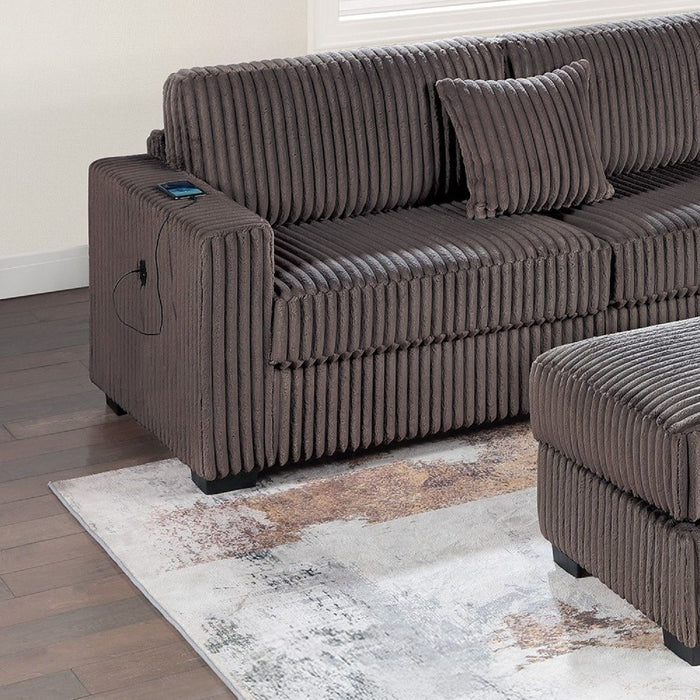 3 Piece Sectional Sofa With Reversible Chaise And USB Storage Ottoman