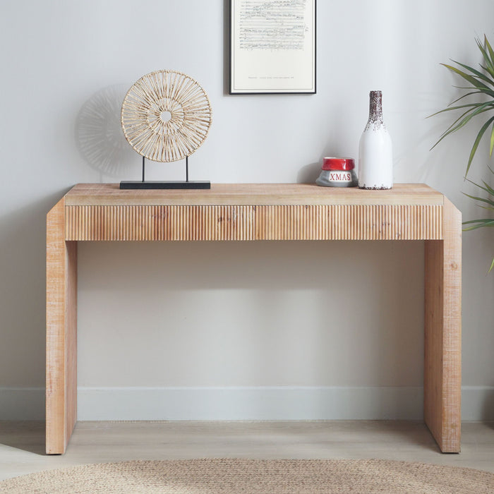 Rustic Modern Console Table With Drawer Storage - Natural Wood