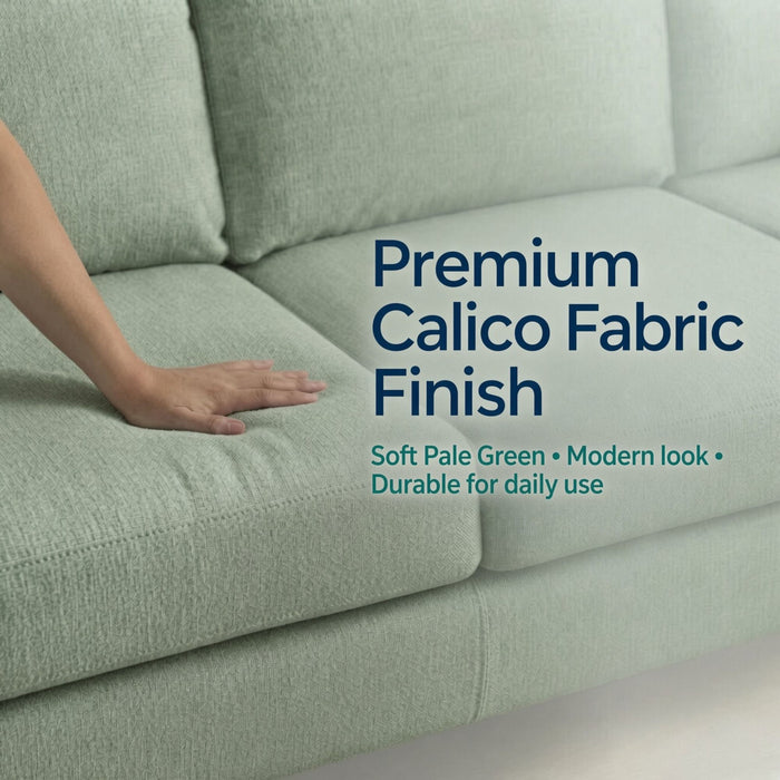 L - Shaped Sectional Sofa With Left Chaise & Ottoman - Pale Green