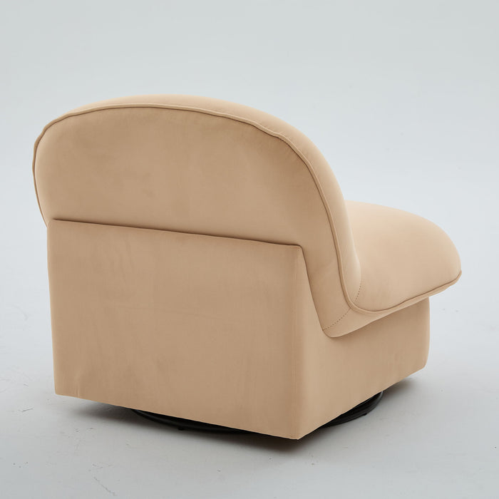 Pumpkin Shaped Swivel Accent Chair, 360 Degree Rotation For Living Room