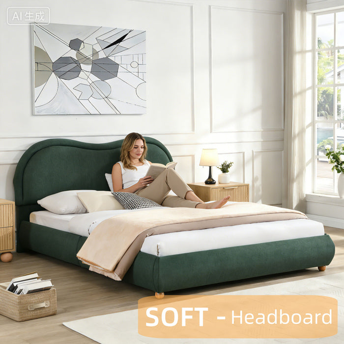 Upholstered Platform Bed Frame With Curved Headboard