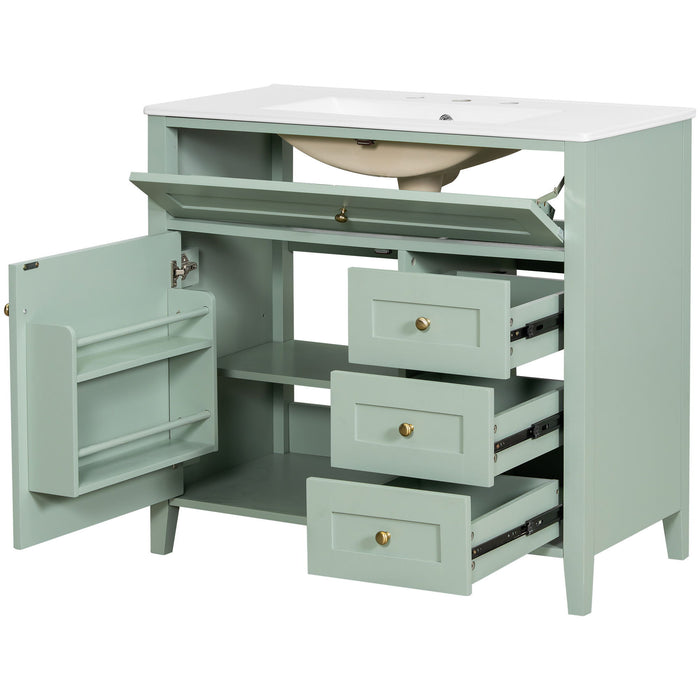 Bathroom Vanity With Sink, Cabinet With 3 Drawers And Adjustable Shelf