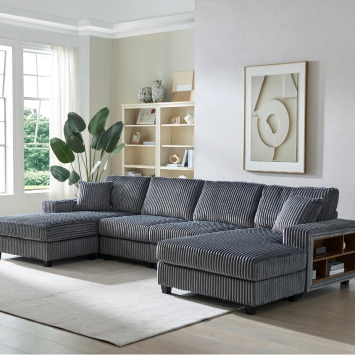 U-Shaped Convertible Sofa, 4 Seater Large Living Room Lounge