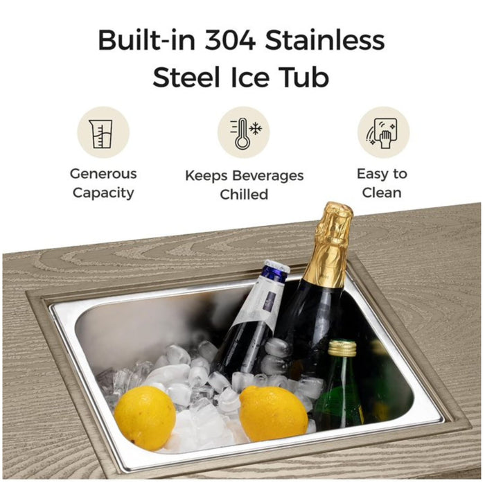 3 In 1 Outdoor Propane Fire Pit Table 50, 000 BTU With Ice Bucket - Beige