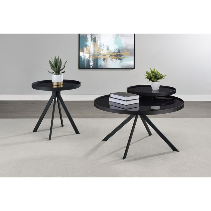 Shayne - Round Top Coffee Table With 2 Tier Design