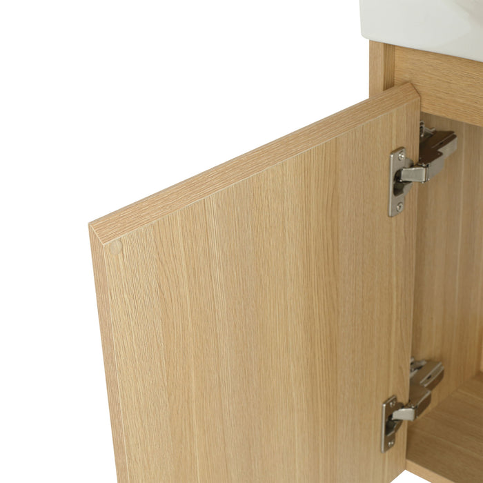 Modern Bathroom Vanity With Ceramic Basin, Wall Mounted Floating Sink Combo, Storage Cabinet