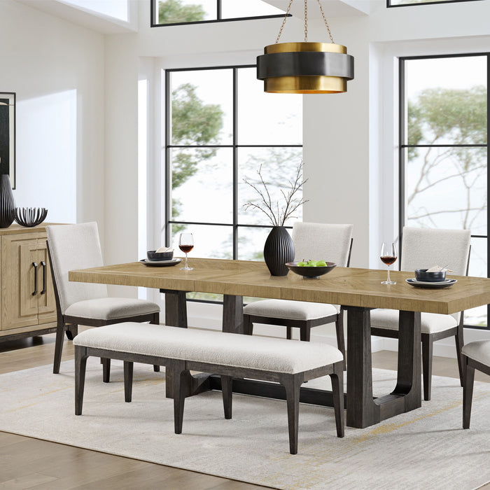 Sutton Place - Upholstered Dining Bench With Boucle Fabric And Tapered Legs - Cream And Cocoa