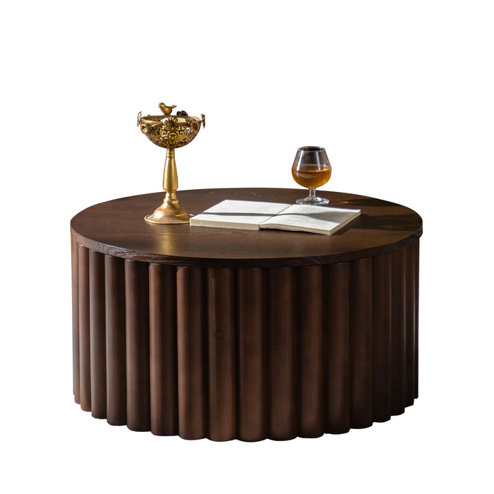 Round Coffee Table With Lift Mechanism For Living Room - Walnut