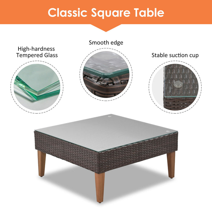 4 Pieces Outdoor Wicker L-Shape Sofa Set