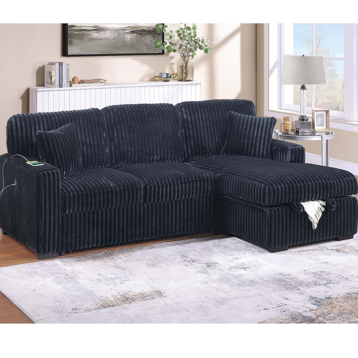 Convertible Sectional Upholstered Sleeper Sofa With Storage Chaise