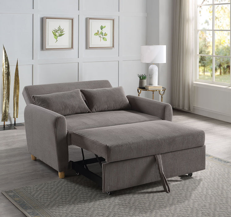 Justine - Convertible Sleeper Loveseat - Brown