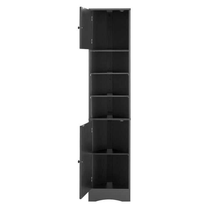 Multi Functional Corner Cabinet With Adjustable Shelves And 2 Doors