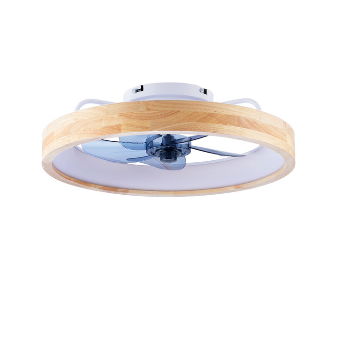 Ceiling Fans With Lights And Remote, 3000 - 6500K Dimmable Flush Mount LED Fan Light, 6 Speeds, Quiet DC Motor For Living Room - Matte White / Natural Wood