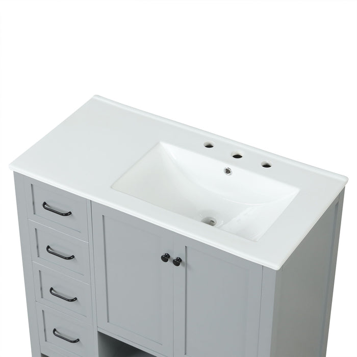 Bathroom Vanity With Sink Top, Bathroom Vanity Cabinet With 2 Doors And 2 Drawers, Open Shelf