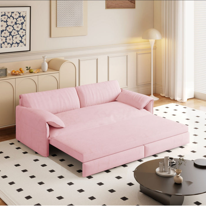 Pull Out 3 In 1 Convertible Sleeper Sofa With Side Storage, Multi Functional