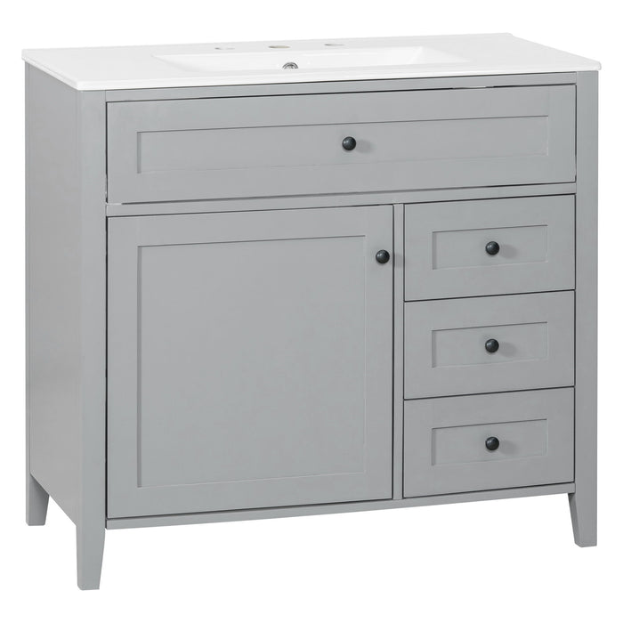 Bathroom Vanity With Sink, Cabinet With 3 Drawers And Adjustable Shelf