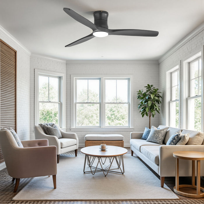 52" Ceiling Fan With Light, Dimmable DC Reversible Motor, 3 Blades