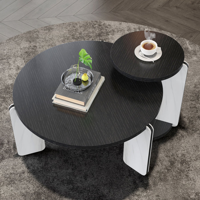 Round Coffee & End Table Set - Black