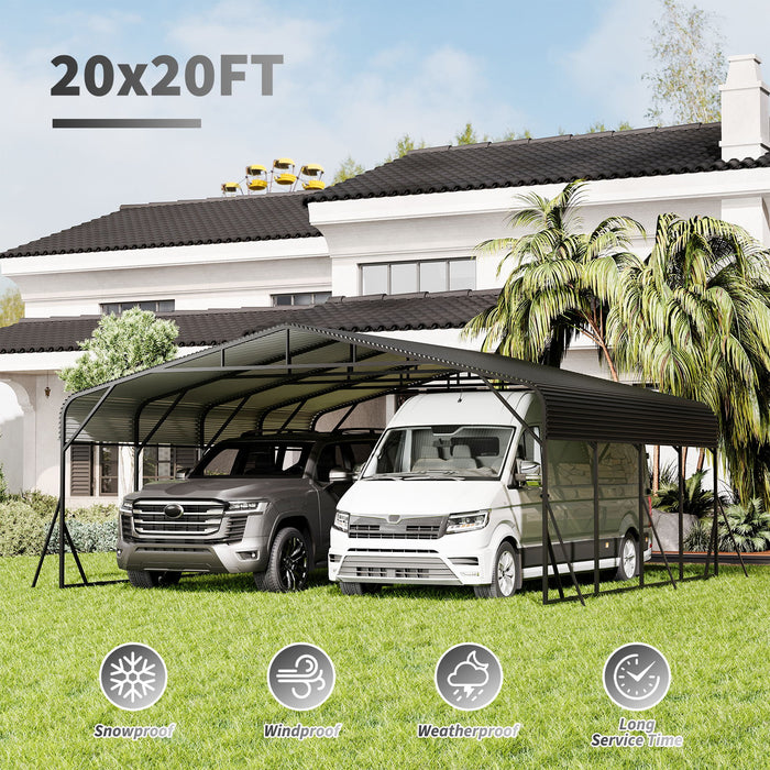 Heavy Duty Carport, All Weather Shelter - Black