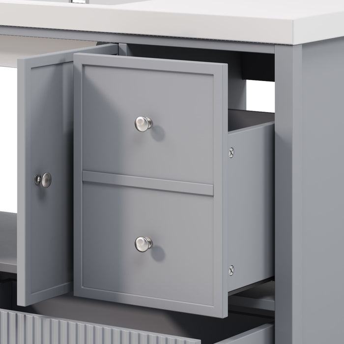 Bathroom Vanity With Separate Sink, Soft Close Doors And 4 Drawers