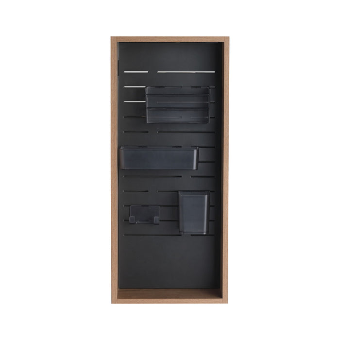 Wall Mounted Storage Cabinet With 4 Diy Accessories - Imitative Oak