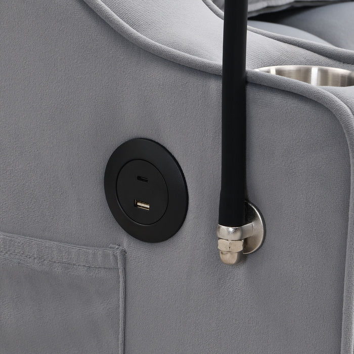 Modern Loveseat With Pullout Bed, Adjustable Reclining Backrest