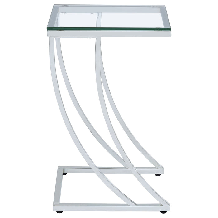 Draper - Rectangular Glass Top Sofa Side Table Glass - Chrome