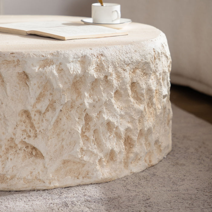 Round Coffee Table & Smooth Texture For Living Room - Light Beige