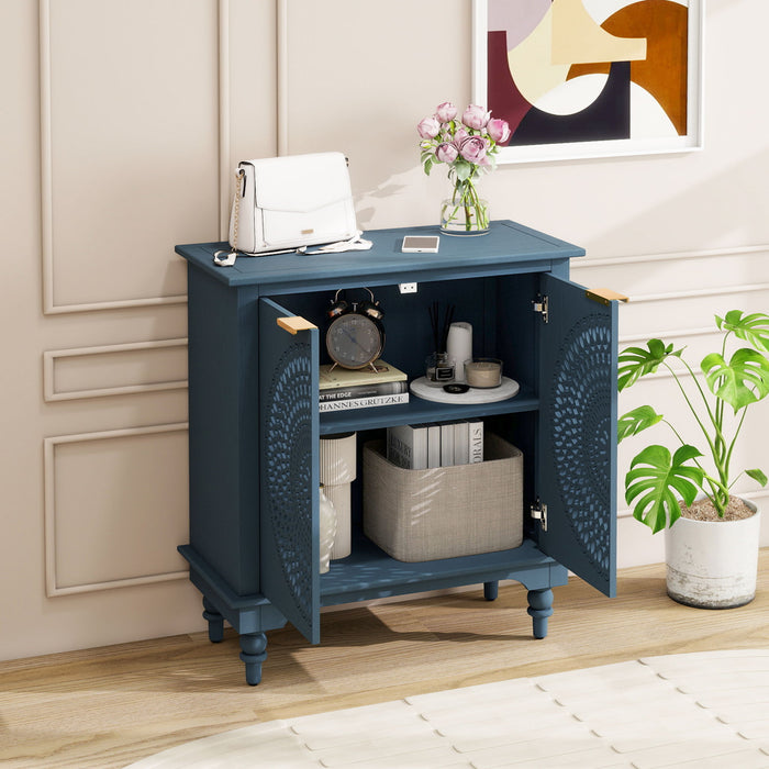 Hollow - Carved 2 Doors Accent Cabinet