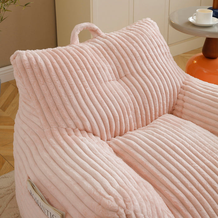 Giant Plush Bean Bag Chair With Armrests And Footstool