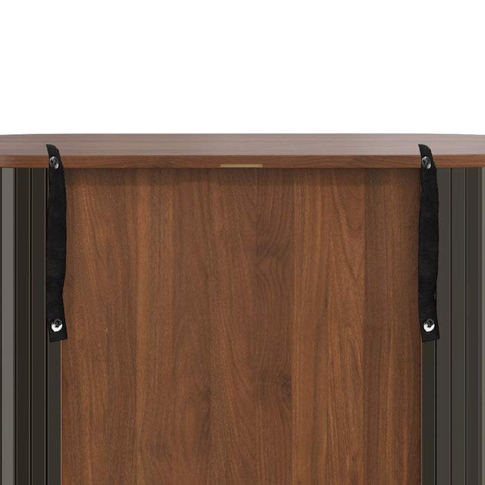 Fluted Wine Bar Cabinet With 8 Grid Wine Rack, 5 Level Adjustable Shelves, 2 Glass Holders